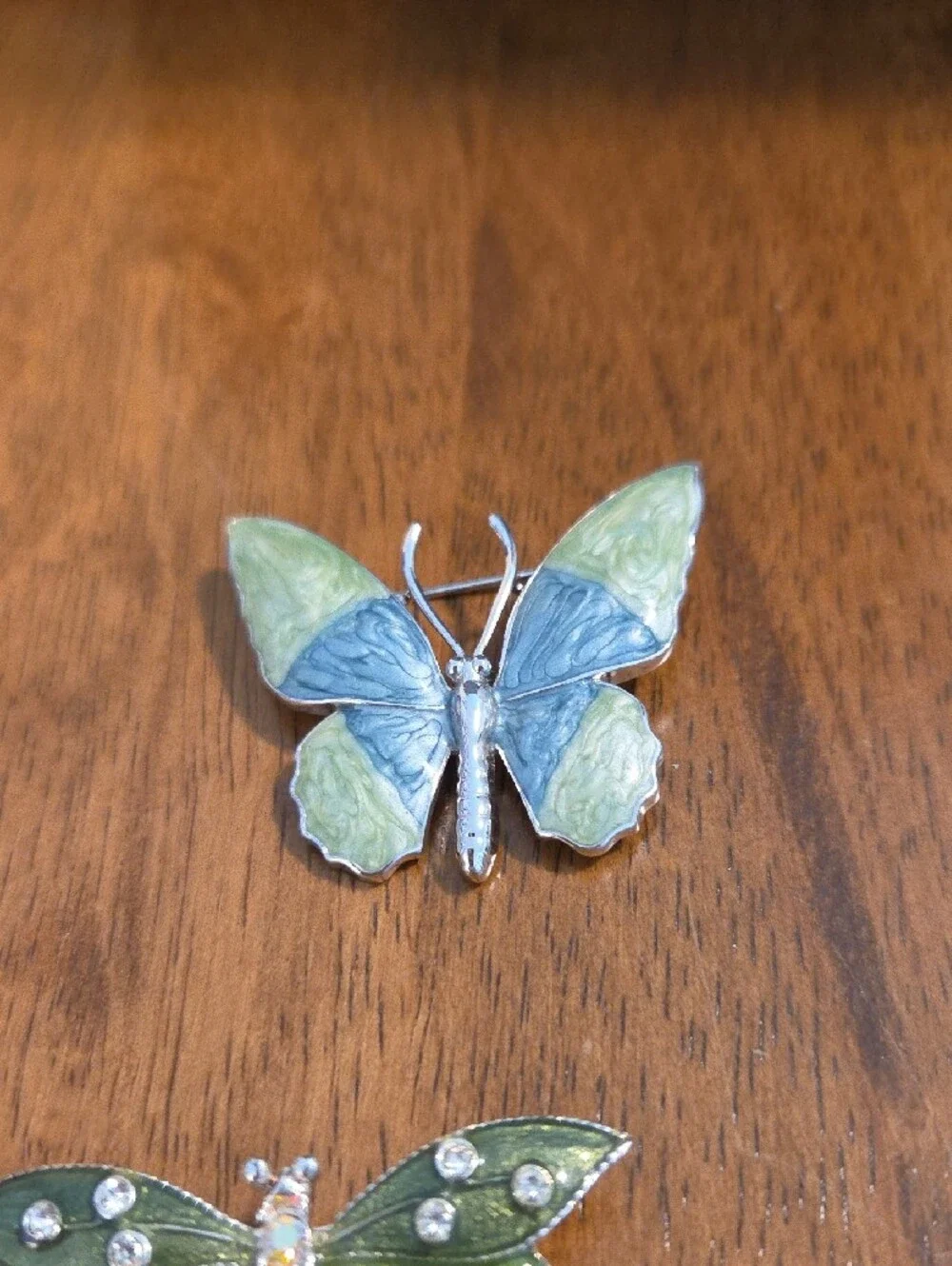 Enamel Butterfly, Dragonfly & Heart Brooch Set - Pink & Green